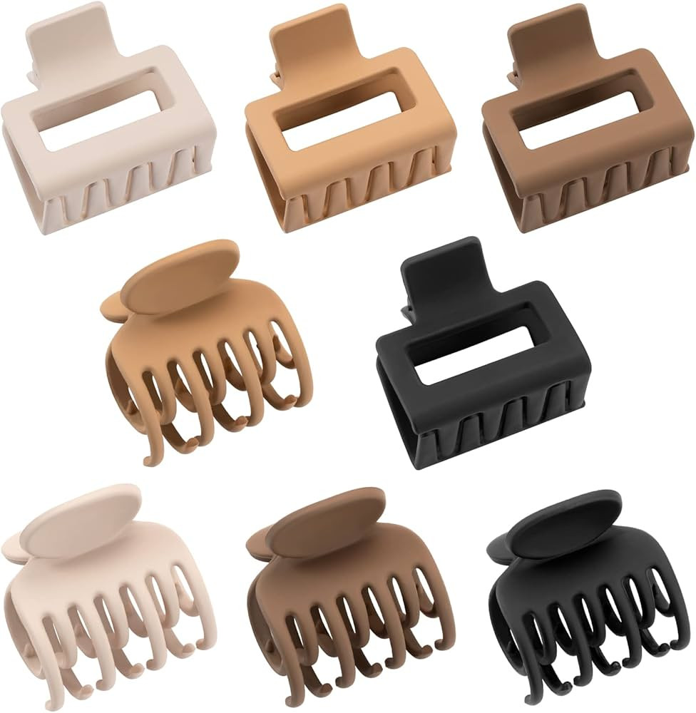 DEPOKA Medium Claw Hair Clips for Women Girls, Matte 2" Rectangle & 1.6" Double Row Teeth Small H... | Amazon (US)