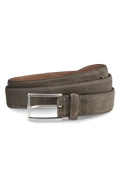 Allen Edmonds Suede Avenue Leather Belt in Grey Suede at Nordstrom, Size 36 | Nordstrom