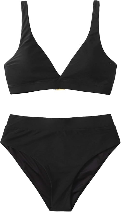 SOLY HUX Women's Swimwear Scoop Neck Bikini Bathing Suit 2 Piece Swimsuits | Amazon (US)