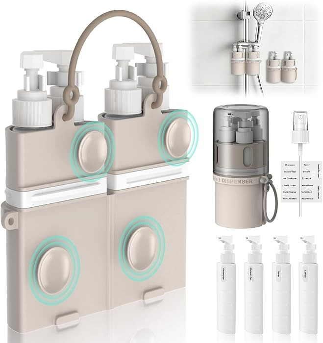 4 in 1 Travel Dispenser Bottle, Travel Toiletry Bottles with Suction Cups | Amazon (US)