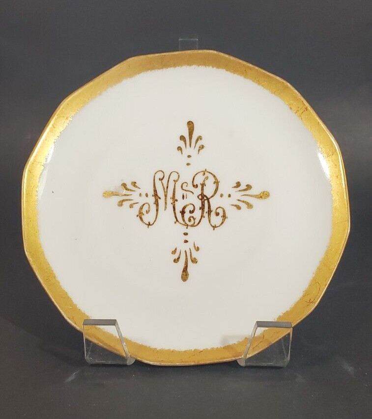 Antique Porcelain Monogram Plate MR Gold Handpainted MZ Altrahau  | eBay | eBay US