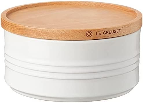 Le Creuset Stoneware Canister with Wood Lid, 23 oz. (5.5" diameter), White | Amazon (US)