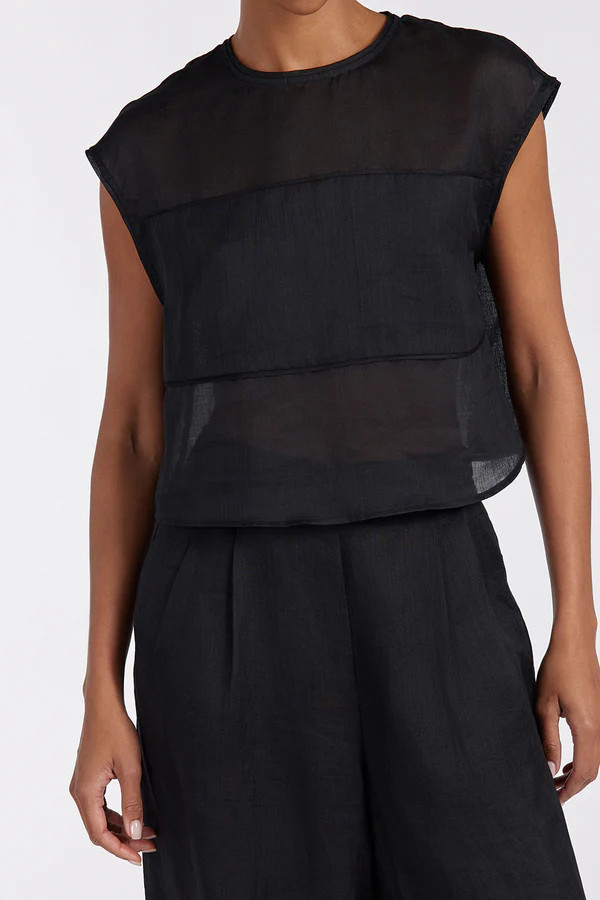 KAI BLACK RAMIE PANELLED TOP | DISSH