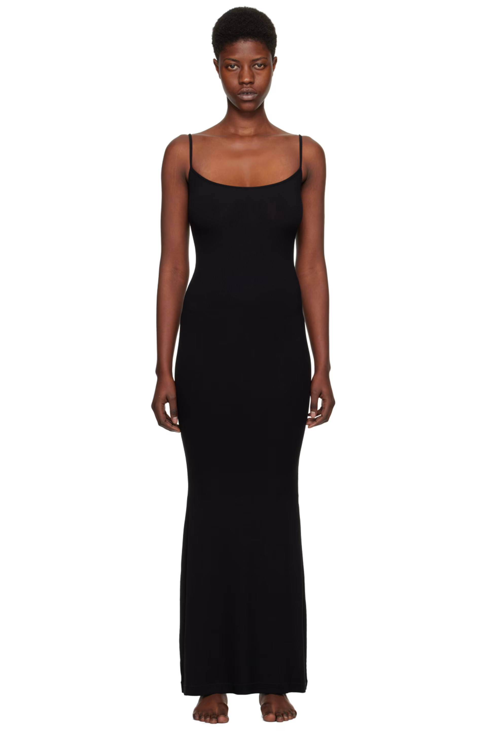 Black Soft Lounge Long Slip Maxi Dress | SSENSE