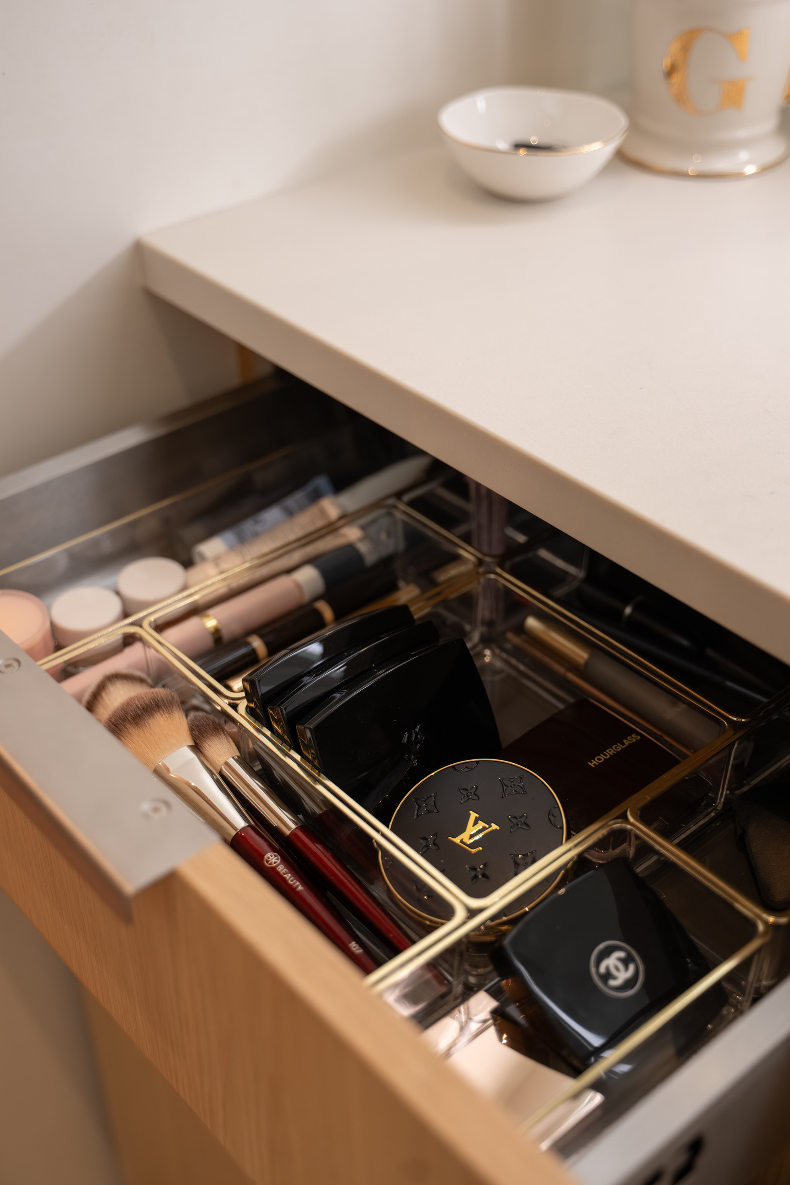 The Luxe Stackable Drawer Organizers with Gold Rim from The Container Store add a pop of pizzazz to your in-drawer organization! 

 #LTKgrwm #LTKHome #LTKmorningroutine