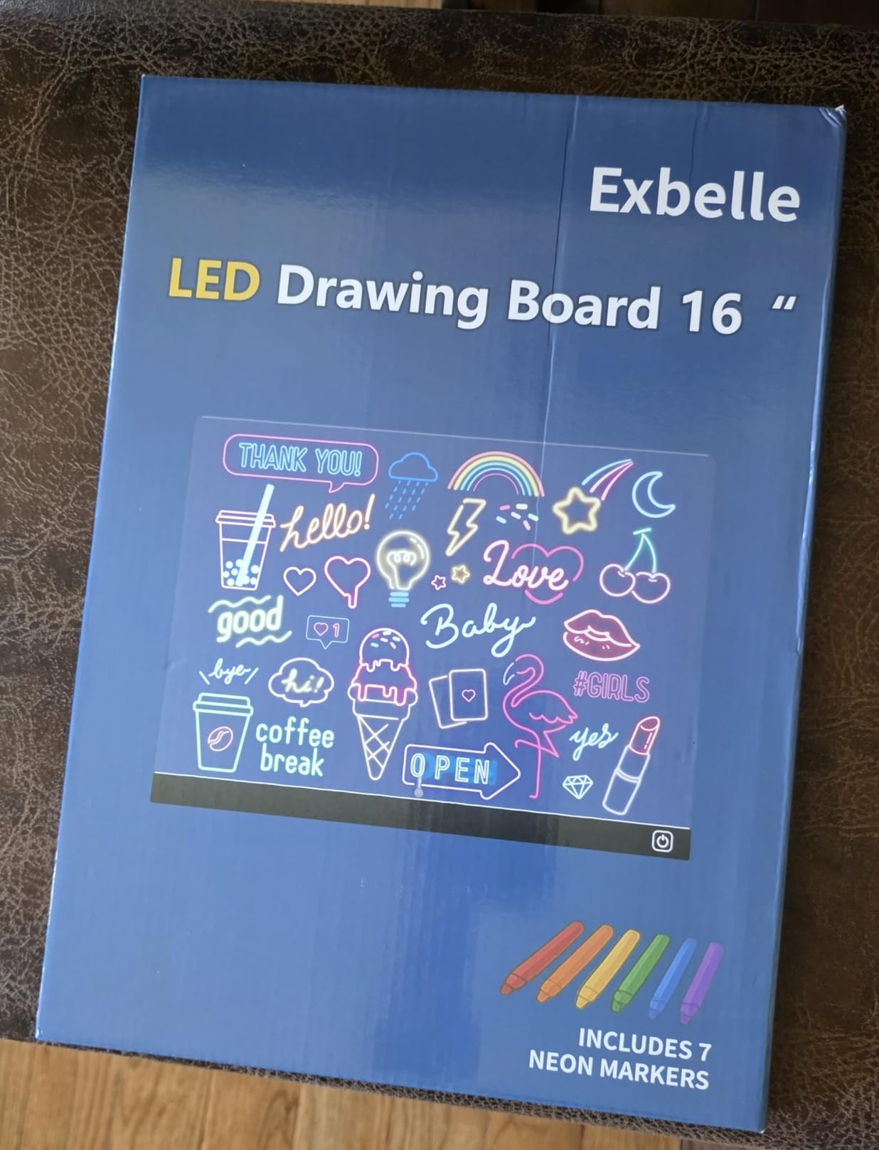 16“ LED Drawing Board for Kids 7 Colors Light Acrylic Dry Erase Board with Stand 2 Modes Led Note Board for Room/Store/Office Ideal Gift for Birthday Festival 7 Markers | Amazon (US)
