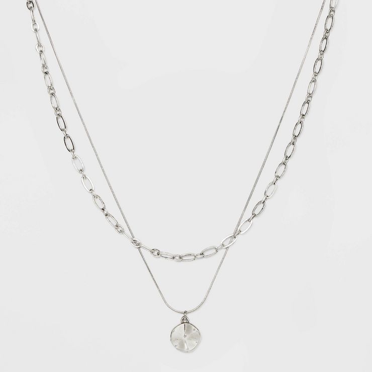 Worn Silver Linked Snake Chain Necklace - Universal Thread™ Metallic Silver | Target