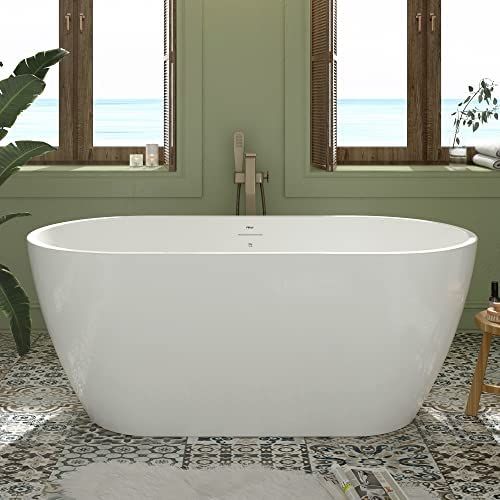 FerdY 59" Bali Acrylic Freestanding Bathtub, Gracefully Shaped Freestanding Soaking Bathtub, cUPC... | Amazon (US)