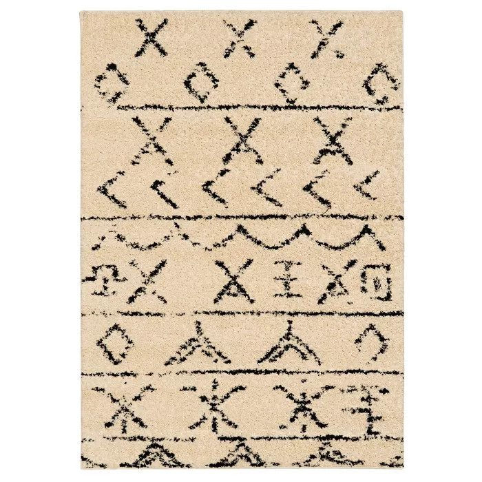 5'x7' Moroccan Shag Area Rug Atlas Ivory/Black - Linon | Target