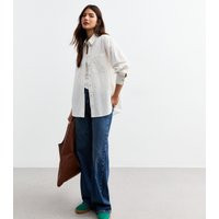 Women's White Long Sleeve Cotton Linen Shirt New Look | New Look (UK)