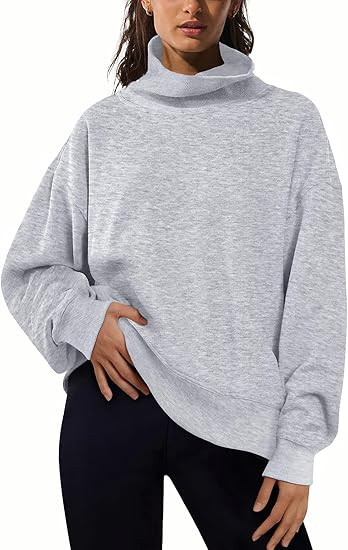 IWD Oversized Sweatshirt for Women 2025 Trendy Turtleneck Fleece Pullover with Pockets Long Sleev... | Amazon (US)