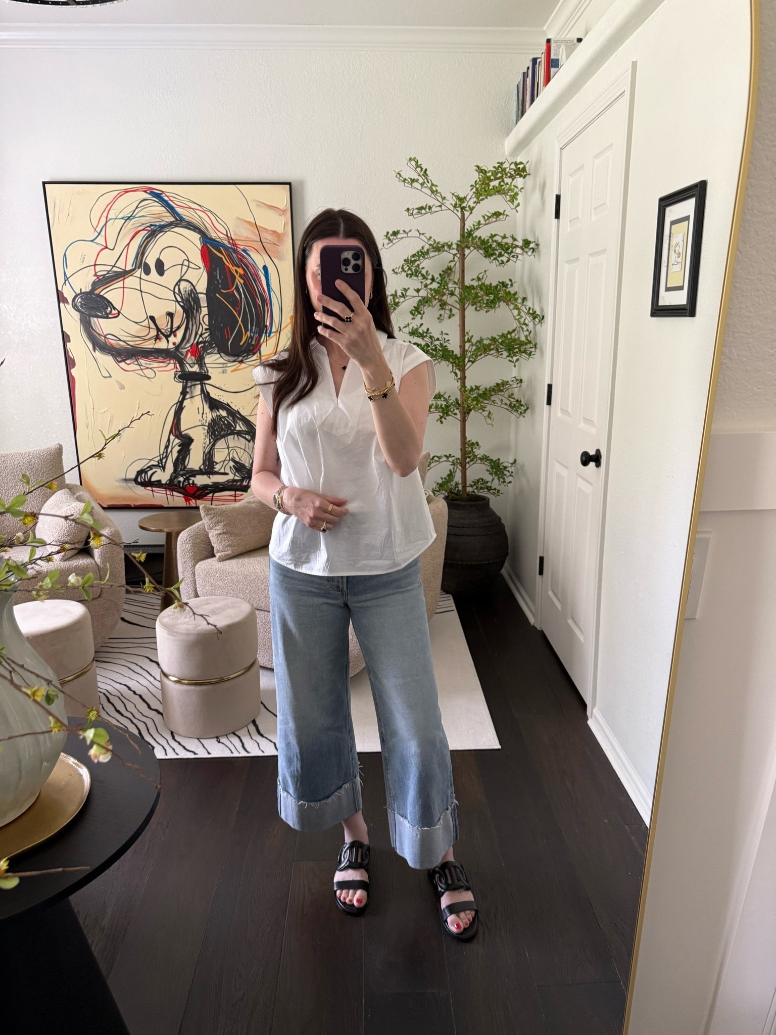 I love a simple white top with black accents. So effortless and chic!

#LTKvlog #LTKootd #LTKmomlife