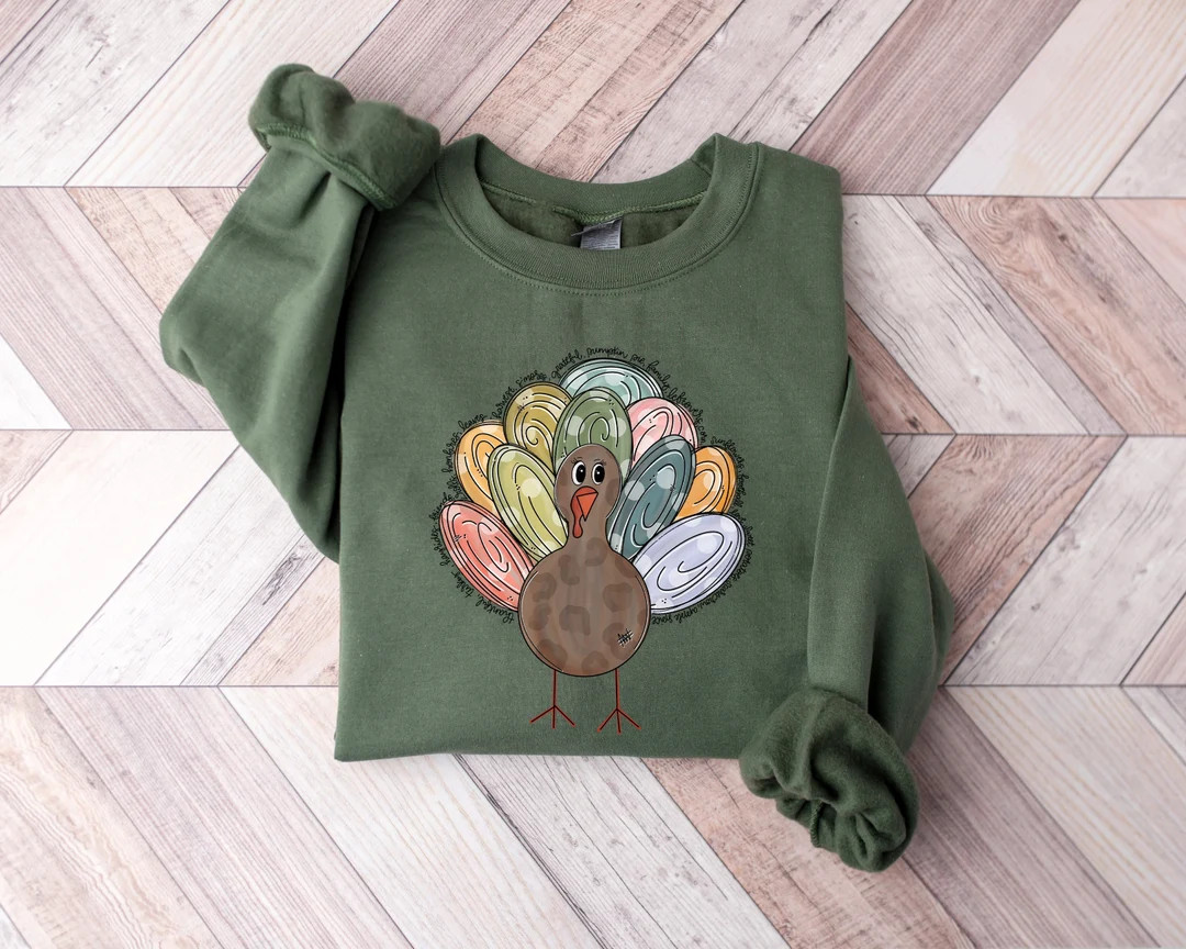 Cute Turkey Fall Thanksgiving Sweatshirt, Thanksgiving Family Matching Shirt,turkey Face Shirt,fu... | Etsy (US)