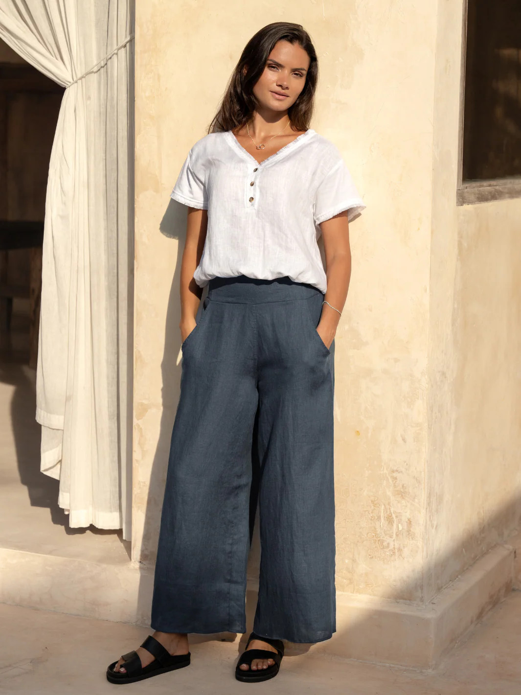 Portillo Linen Pants Charcoal | Linen Portillo Pants | Nomad the Label