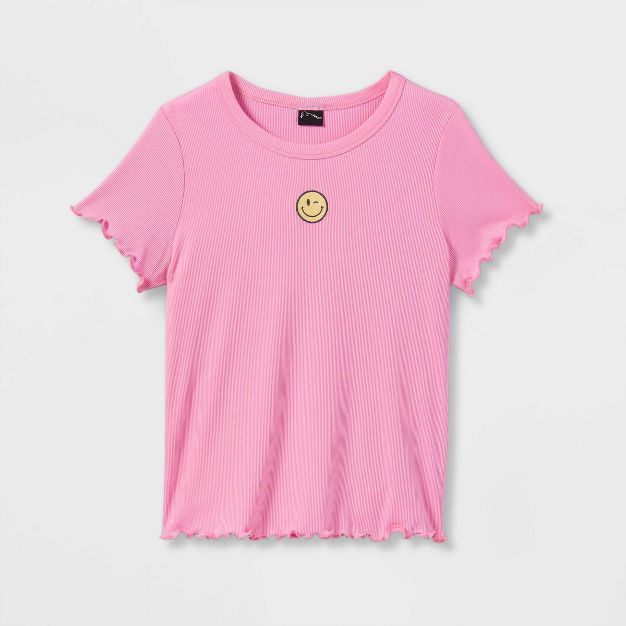 Girls&#39; Boxy Embroidered Short Sleeve T-Shirt - art class&#8482; Pink M | Target