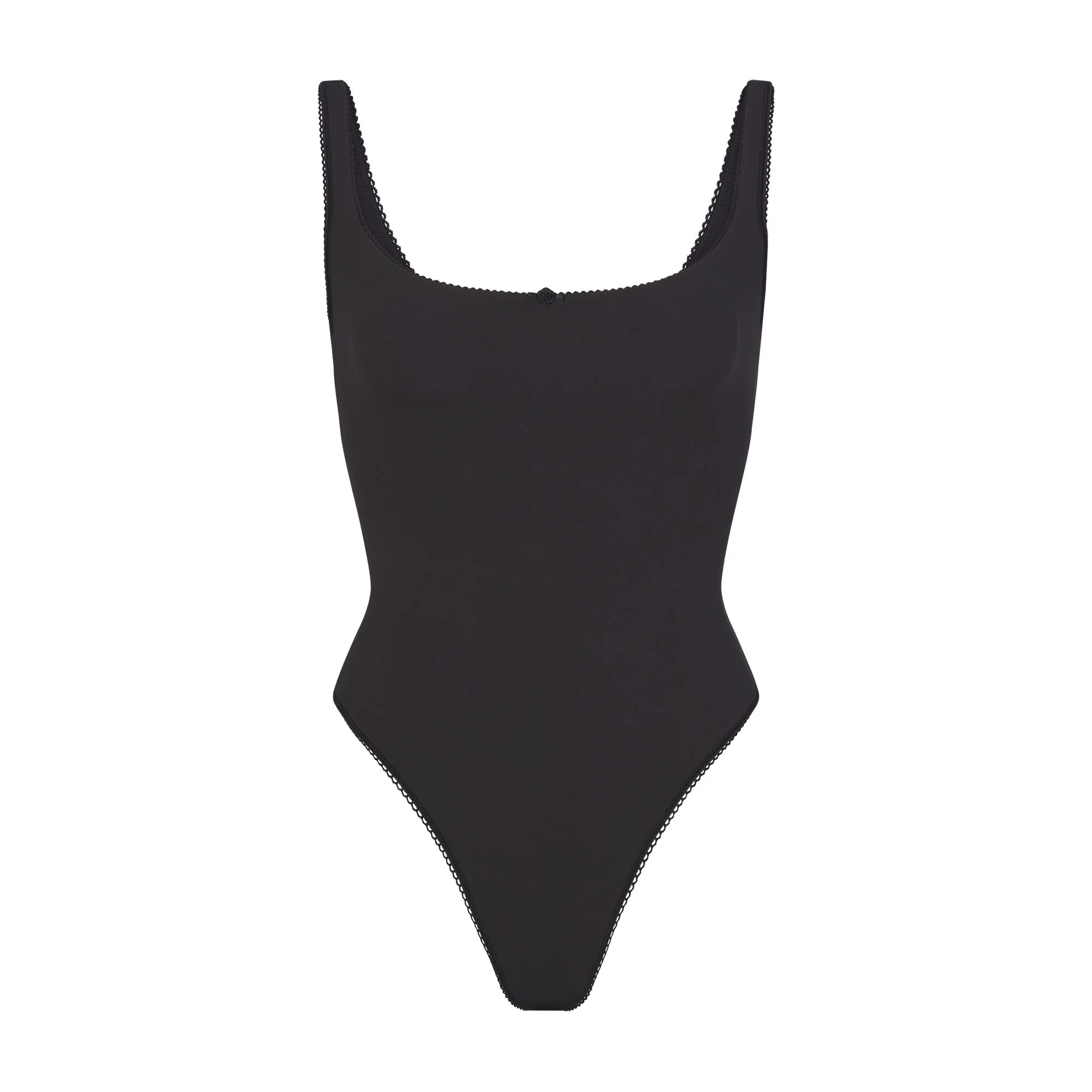 FITS EVERYBODY PICOT TRIM SQUARE NECK BODYSUIT | ONYX | SKIMS (US)