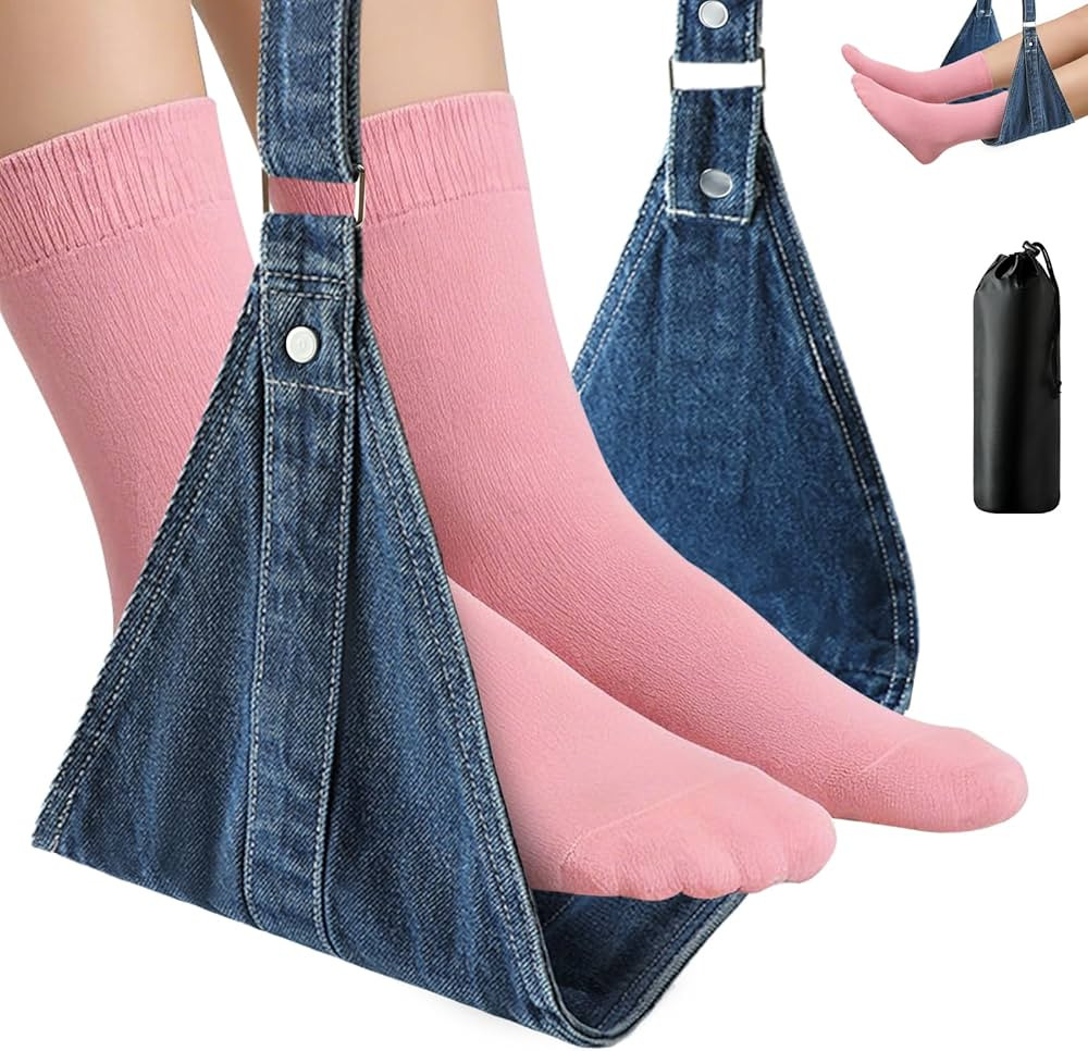 Airplane Foot Hammock, No Collapse Foot Rest for Plane Travel with Extended Adjustment Strap, Por... | Amazon (US)
