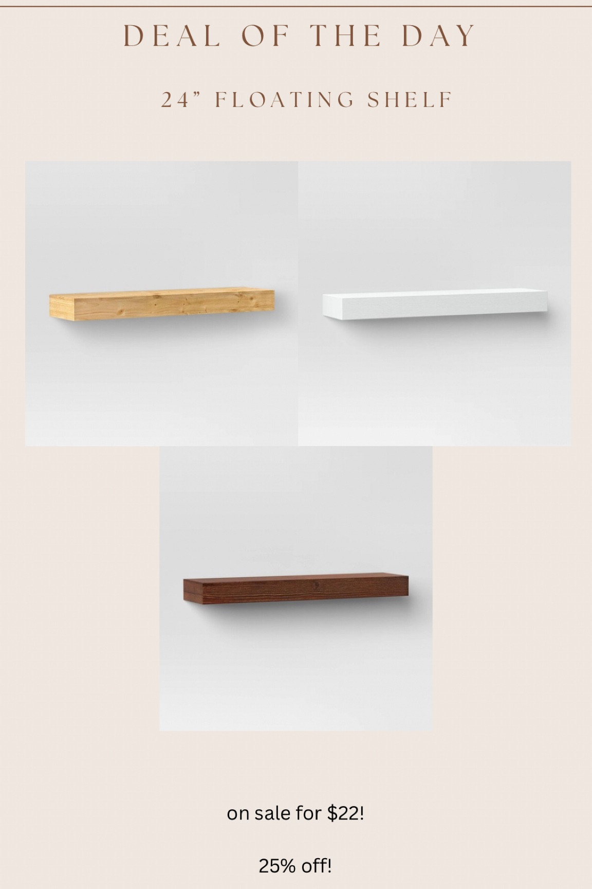 One of the best prices I’ve seen for a floating shelf!! 

The 36” is sold out online, but linking as it may be available for buy online & pickup in store! $26

#LTKHome #LTKFindsUnder50 #LTKSaleAlert