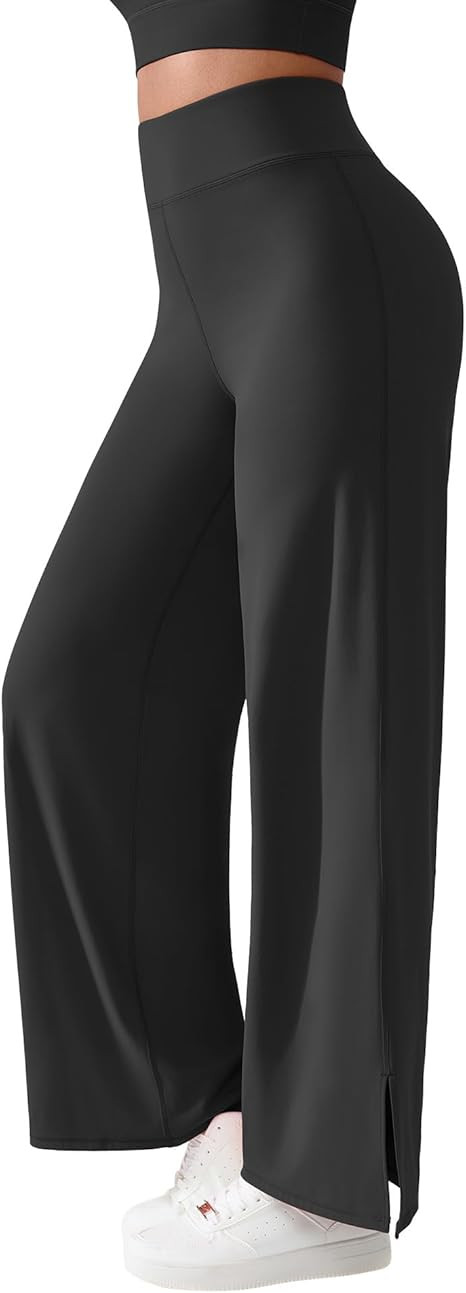 BRXL Wide Leg Yoga Pants for Women Palazzo High Waist Straight Leg Side Slit Back Pocket Lounge P... | Amazon (US)