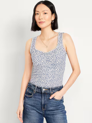Ribbed Cinched-Front Tank Top | Old Navy (US)