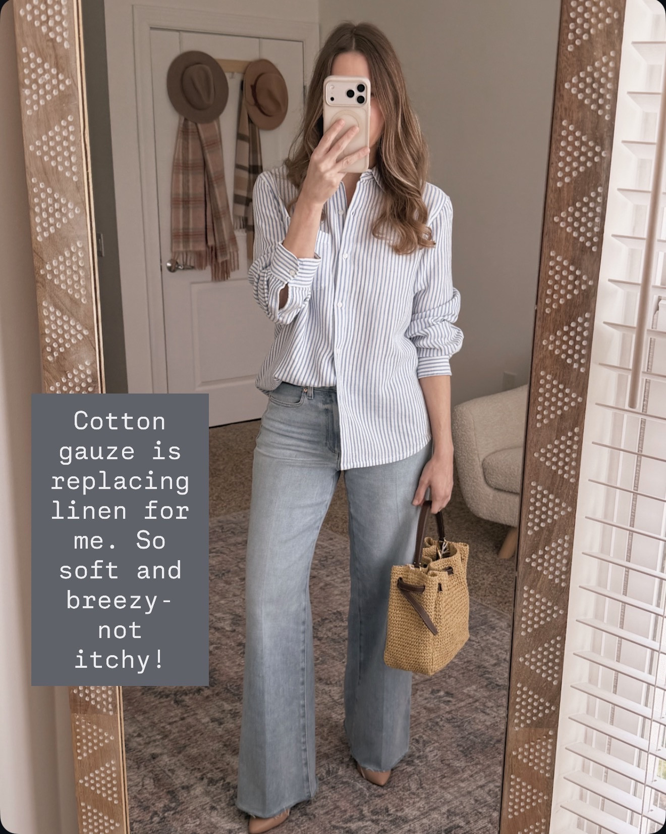 Cotton gauze is officially my new obsession for effortless spring style.

cotton gauze shirt spring casual outfit comfortable breathable fabric blue white striped button down relaxed fit

#LTKOver40 #LTKWorkwear #LTKmomlife