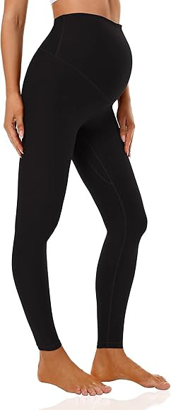 Foucome Women's Maternity Leggings Over The Belly Pregnancy Active Workout Yoga Tights Pants | Amazon (US)