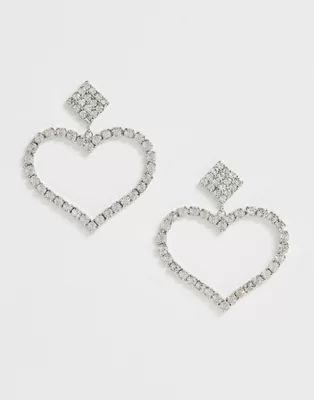 True Decadence rhinestone crystal heart drop earrings | ASOS US