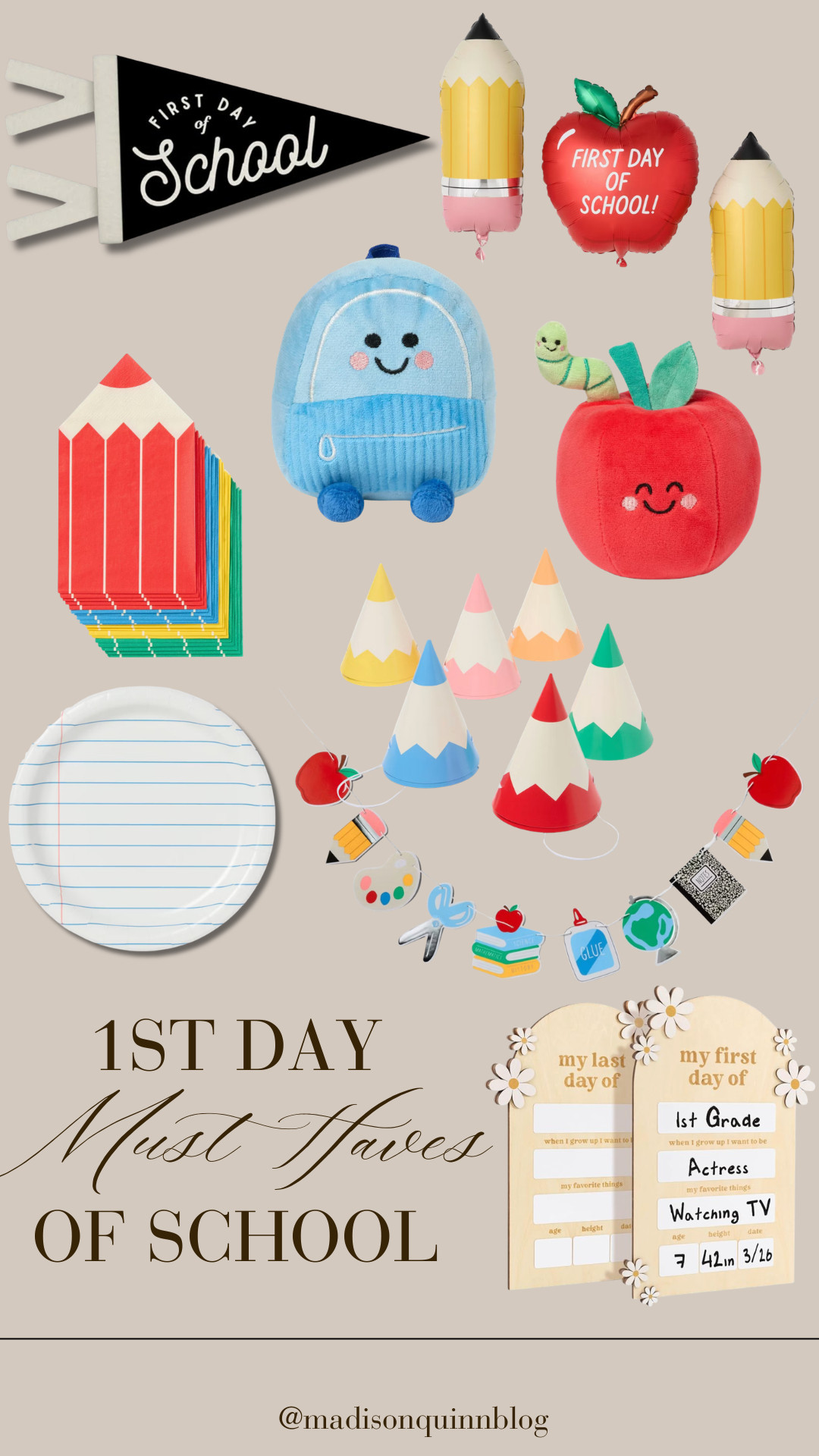 1st day of school must haves!

back to school pencil apple paper plates stuffed animals banner  

 #LTKdayinmylife #LTKmomlife #LTKSeasonal