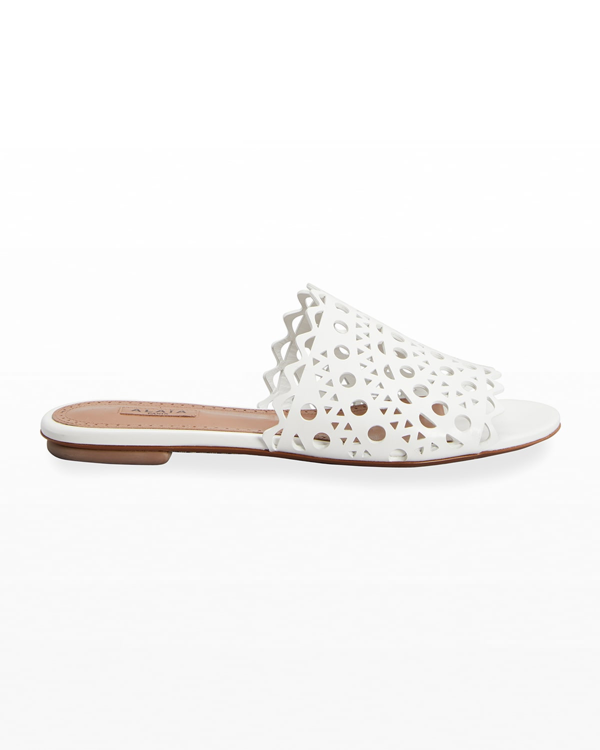 Laser Cut Leather Slide Sandals | Neiman Marcus