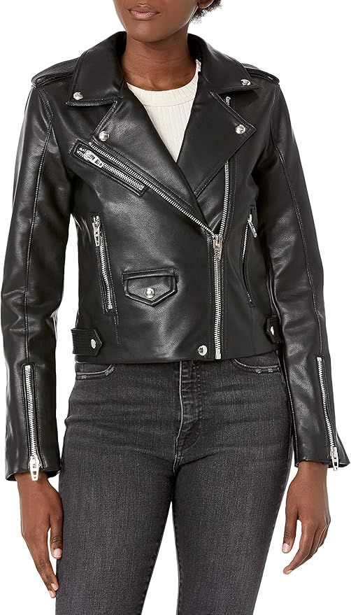 [BLANKNYC] Womens Luxury Clothing Vegan Leather Semi Fit Motorcycle Jacket | Amazon (US)