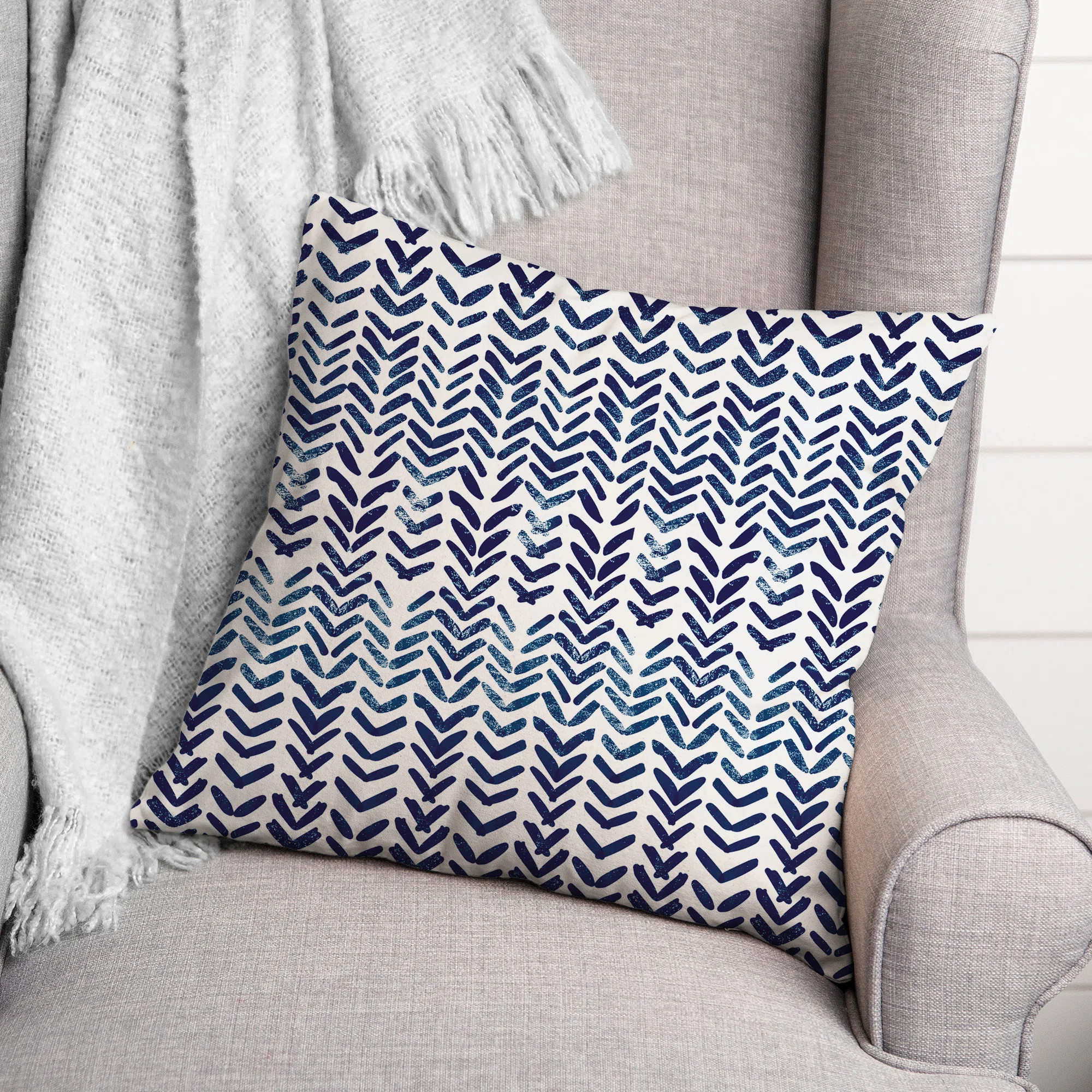 Herringbone Print 6 Outdoor Square Pillow Cover & Insert | Wayfair North America