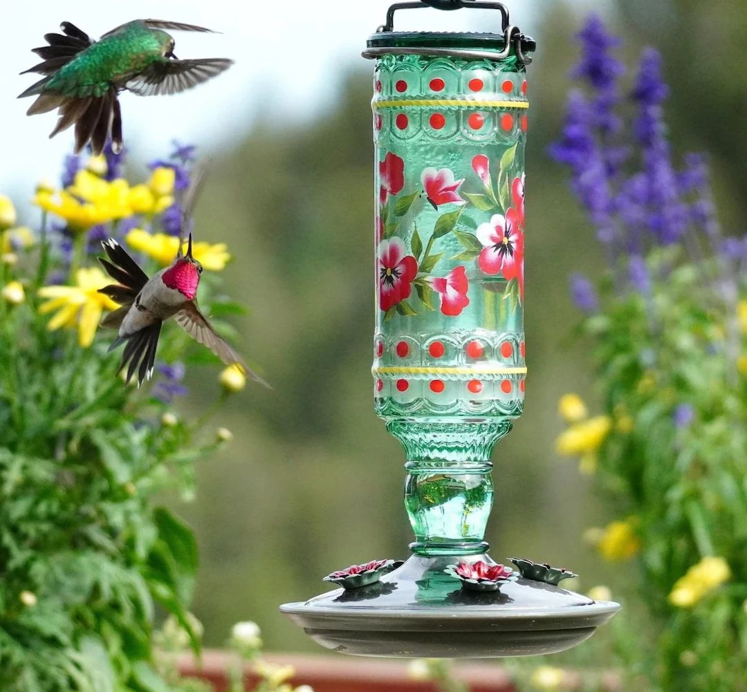 Antique Hummingbird Feeder Glass Vintage Bird Feeder Best Hummingbird Feeder Chain Included Ships... | Etsy (US)