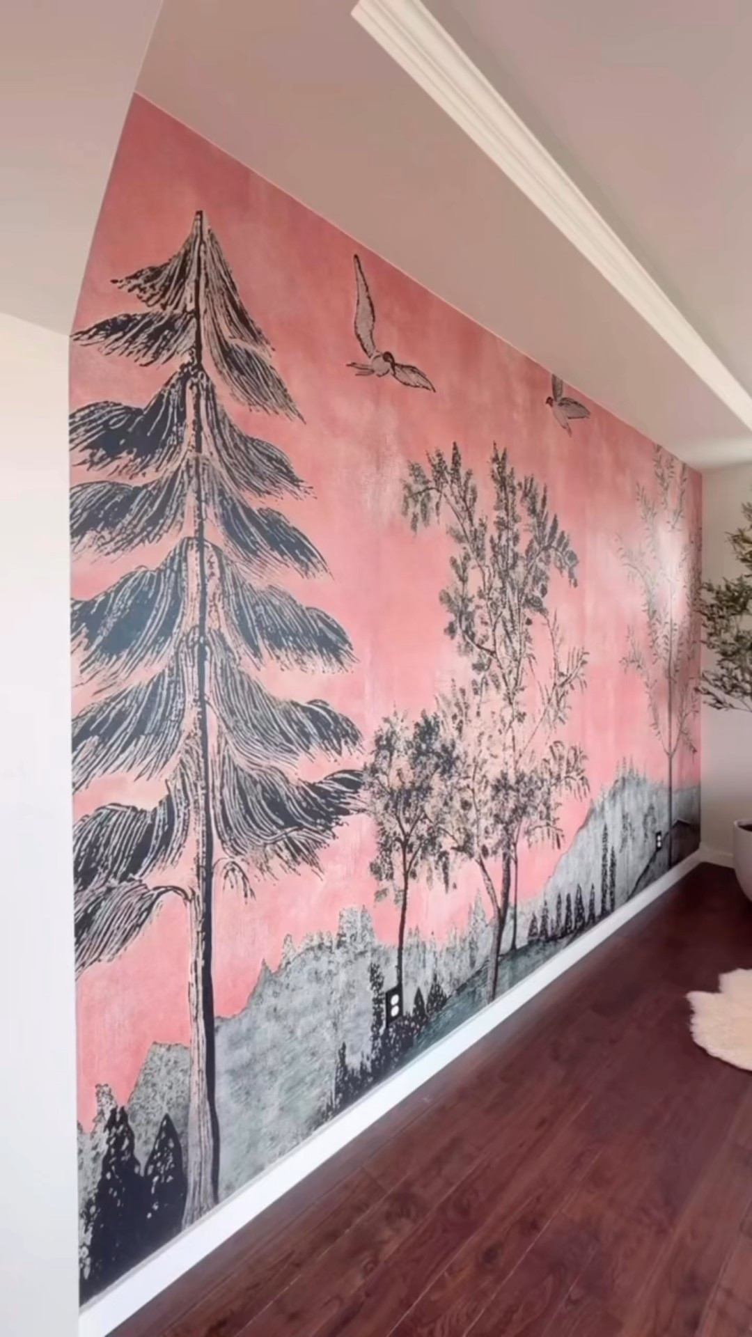 Turned this bedroom wall into a daydream… sorbet skies, whispering trees, and birds mid-flight. Who needs a window when your wallpaper feels like a portal? 


Ruffle linen duvet bedding, fur rug, euro shams, soft pink bedroom, mirrored bedroom furniture, white furniture, olive tree, jute rug, home decor, dreamy. 


#LTKHome
