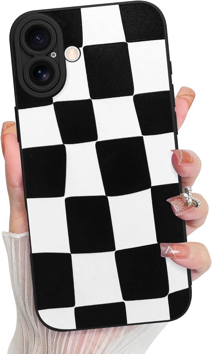 KANGHAR Compatible with iPhone 16 Plus Case, Silicone Checkered Cute Pattern, Camera Protection S... | Amazon (US)