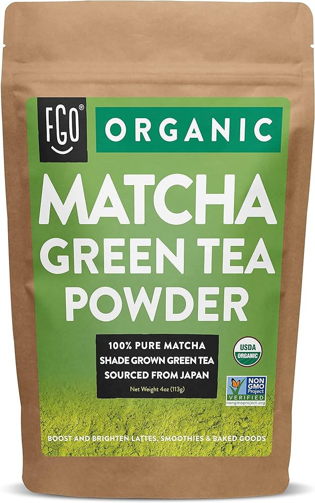FGO Organic Matcha Green Tea Powder, Japanese Culinary Grade, Resealable Kraft Bag, 4oz, Packagin... | Amazon (US)