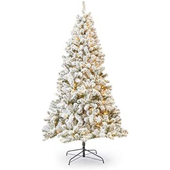 KING OF CHRISTMAS 6 Foot Prince Flock Christmas Tree Pre-lit with 350 UL Warm White LED Lights | Amazon (US)