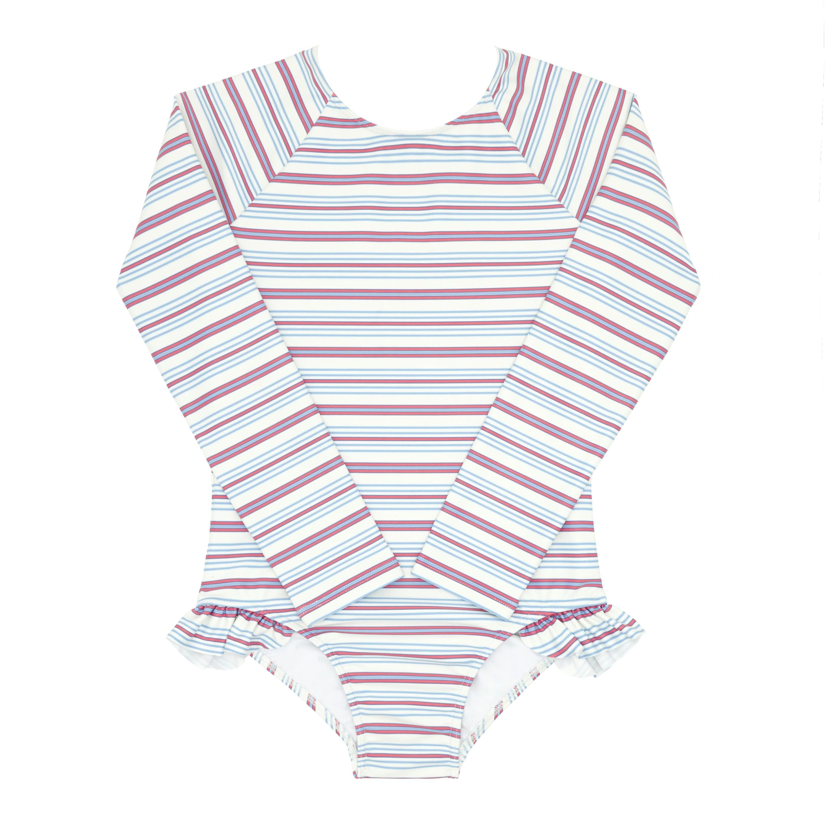 girls vintage stripe rashguard one piece | minnow