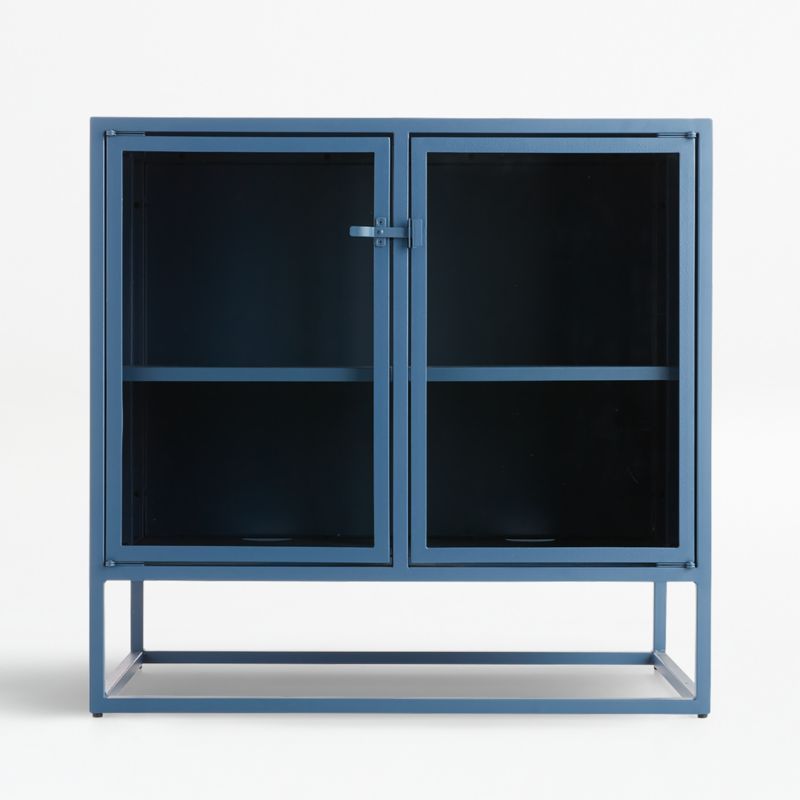Casement Blue Small Metal Sideboard + Reviews | Crate and Barrel | Crate & Barrel