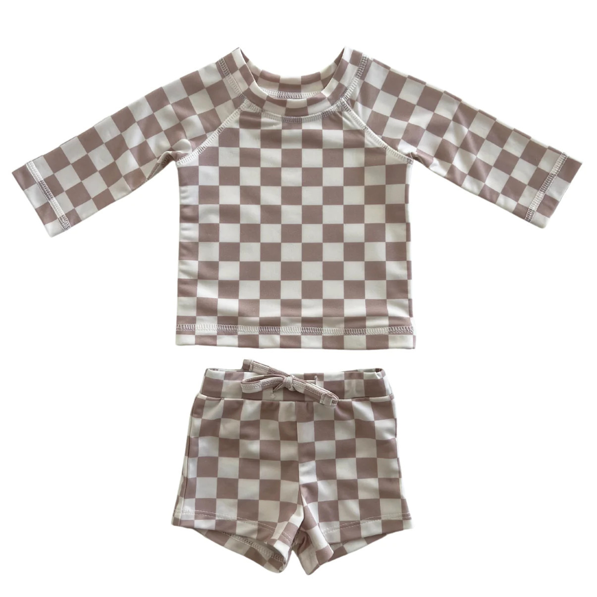 Tiramisu Checkerboard / Mar Rashguard Set / UPF 50+ | SpearmintLOVE