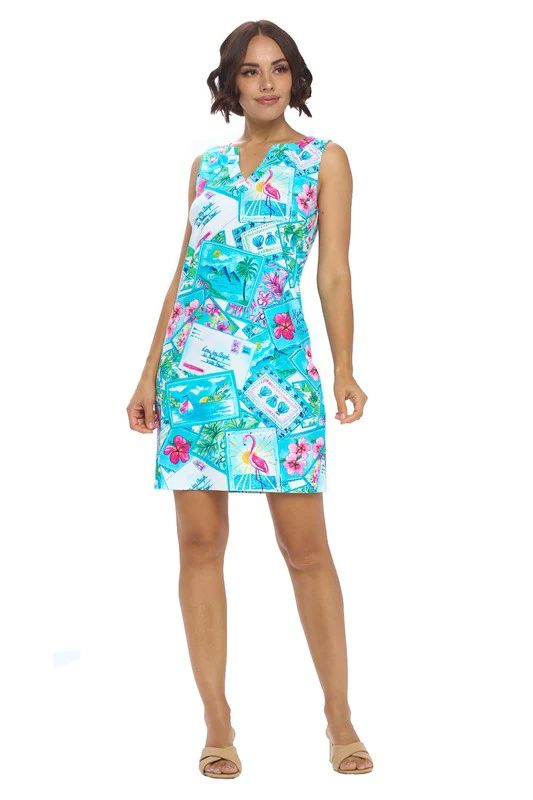Preppy Palm Beach Flamingo Shift Dress | Peppered with leopard