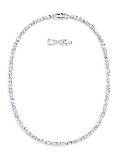 Tennis Swarovski Crystal White Rhodium-Plated Deluxe Necklace | Saks Fifth Avenue