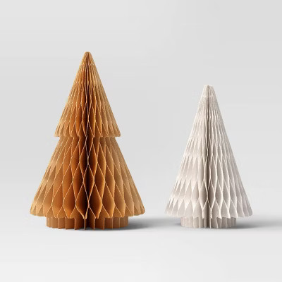 2pc Paper Honeycomb Christmas Tree Figurine Set - Wondershop™ Natural/White | Target