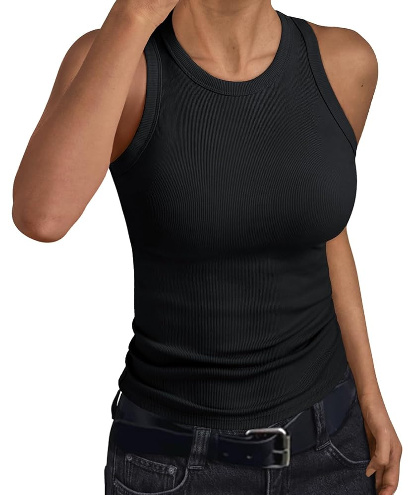 Trendy Queen Womens Tank Tops Summer Workout Racerback Ribbed Shirts Beach Vacation Outfits Sprin... | Amazon (US)