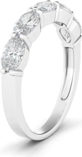 HauteCarat Oval Lab Created Diamond Half Eternity Ring | Nordstrom | Nordstrom