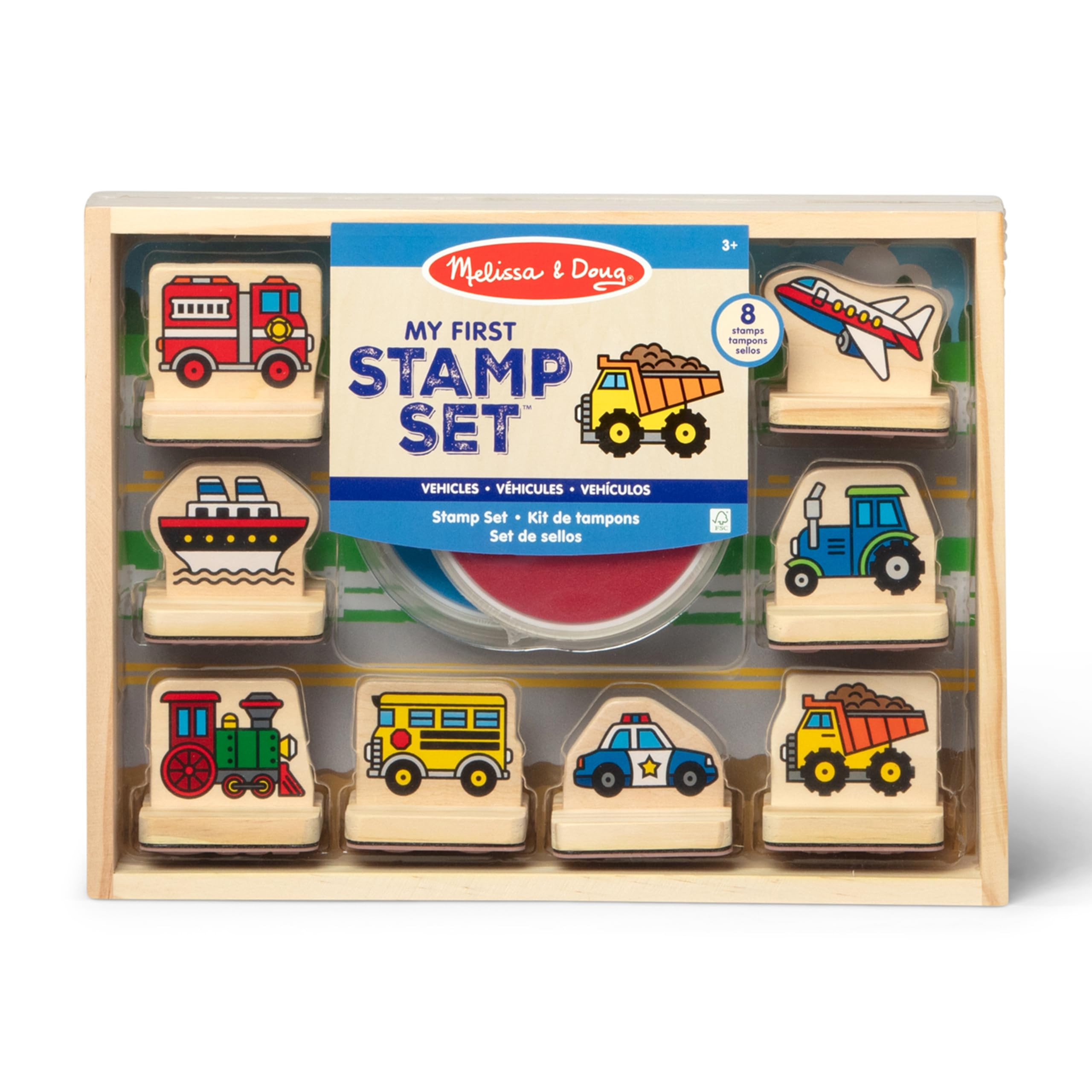 Melissa & Doug My First Wooden Stamp Set - Vehicles Kids Art Projects, Stamps with Washable Ink, ... | Amazon (US)