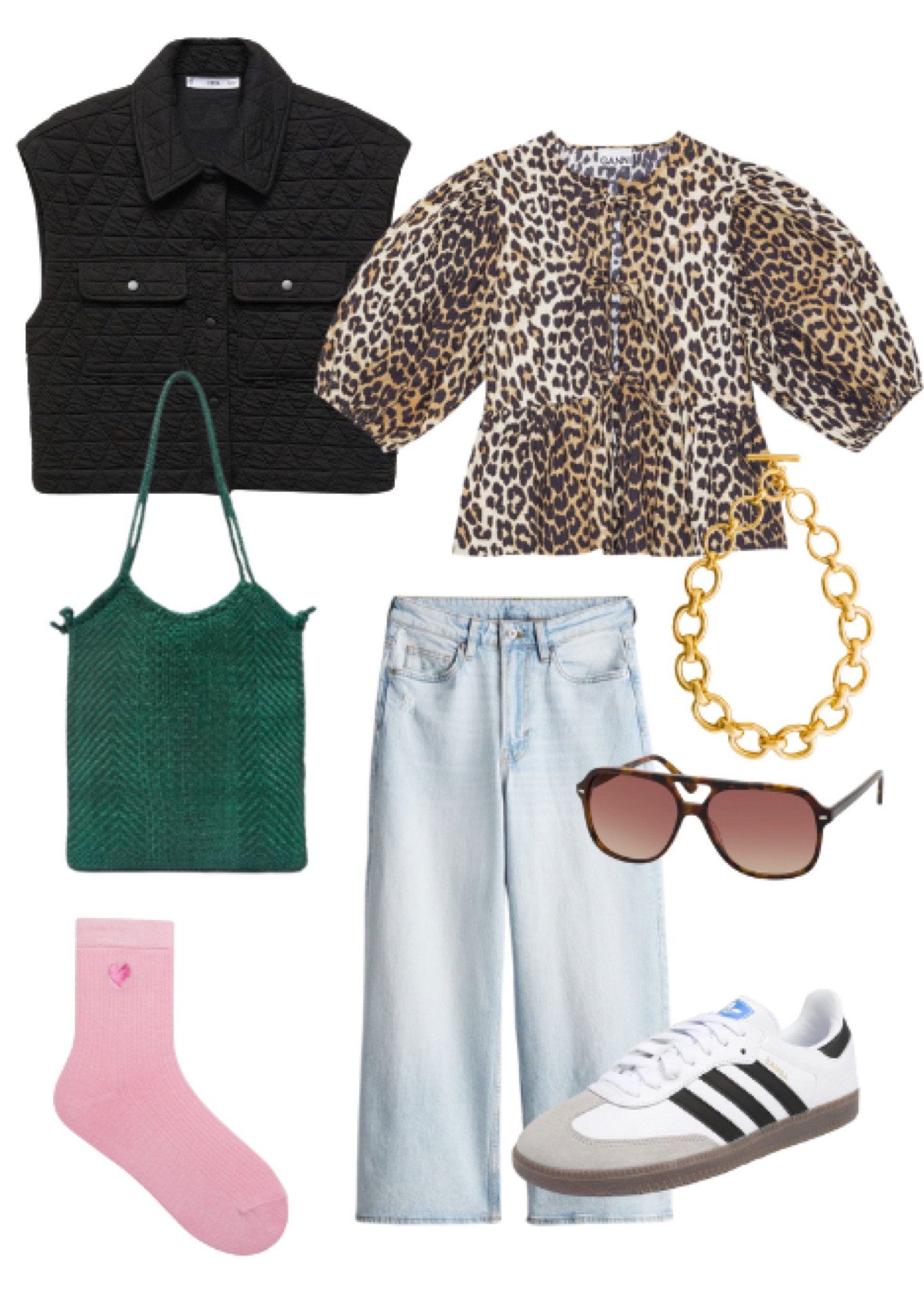 Streetstyle mit Leo-Bluse von #ganni. #widelegjeans #springstyle #sneaker 