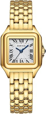 BOFAN Small Gold Watches for Women Easy Reader Ladies Quartz Wrist Watch with Stainless Steel Ban... | Amazon (US)