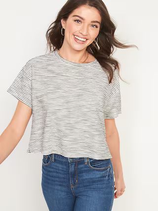 Short-Sleeve Oversized Stripe T-Shirt for Women | Old Navy (US)