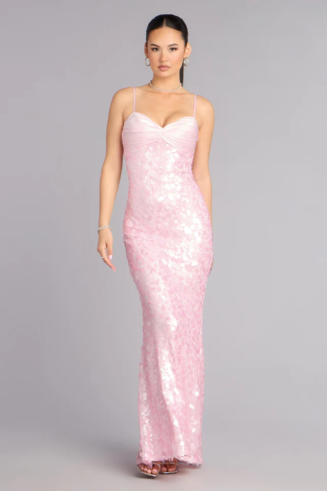 Rosalie Formal Satin Sequin Mermaid Dress | Windsor Stores
