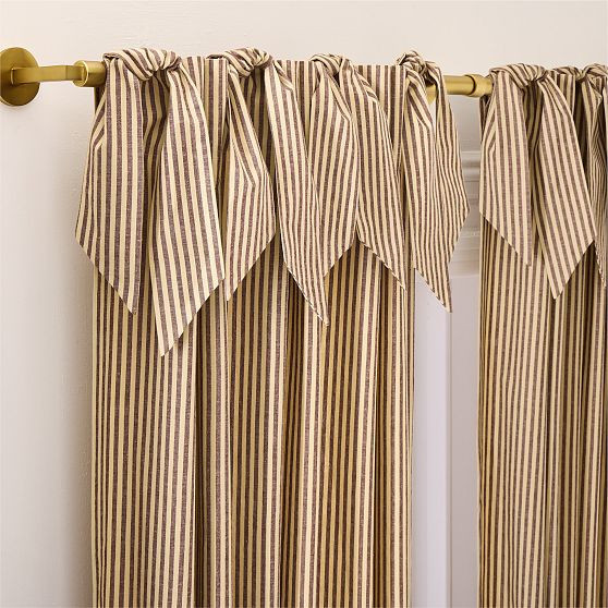 Pierce & Ward Cotton Linen Stripe Curtain, 48x108, Brown | West Elm (US)